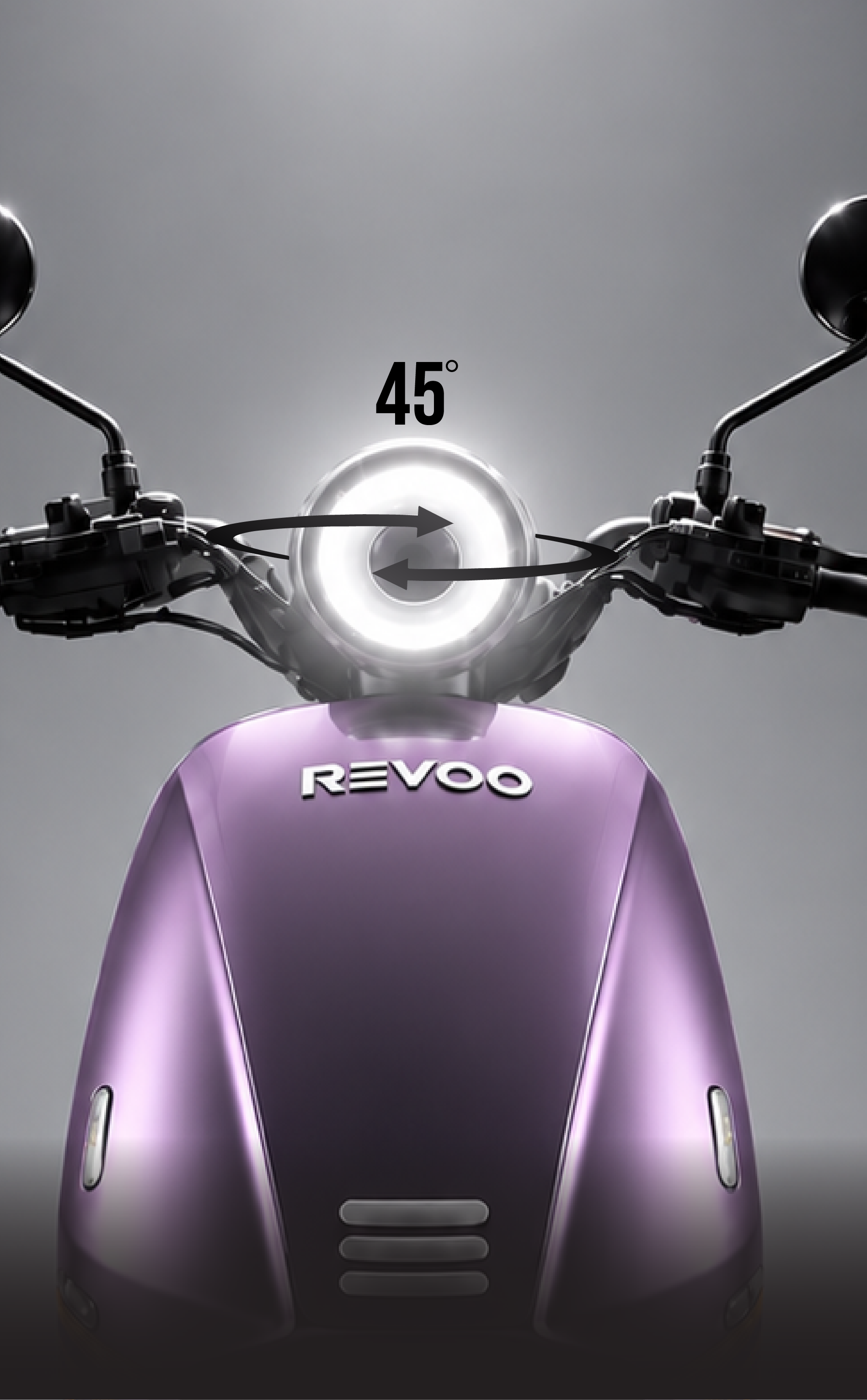 Compact and Effortless. Headlight moves with the handle.